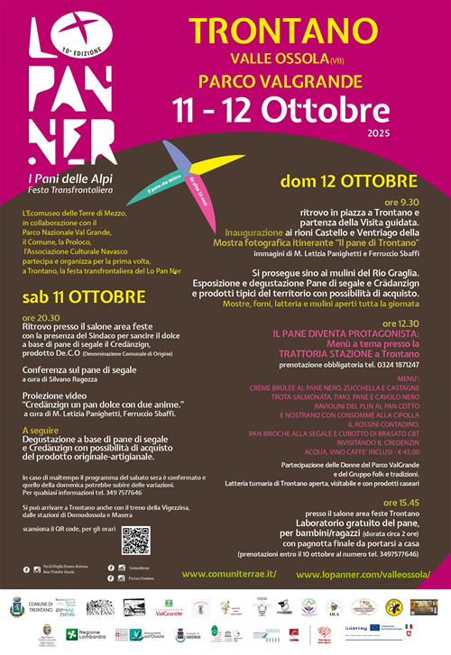 Valle Ossola - Verbano 
Ottobre 2025
Il mese del Pane Nero - La Festa Transfrontaliera che unisce le Alpi